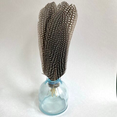 Перо цесарки натуральное серое 15 - 20 см.