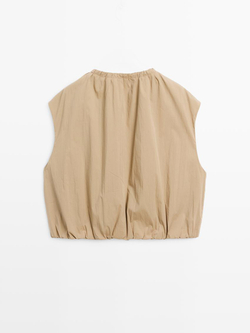 Massimo Dutti Жилет со сборкой, бежевый