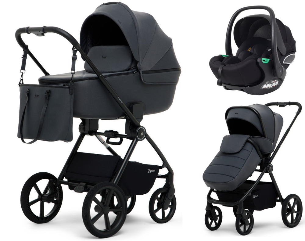 Детская коляска Rant Teo Soft 3 в 1 с автокреслом Evomax Black Graphite