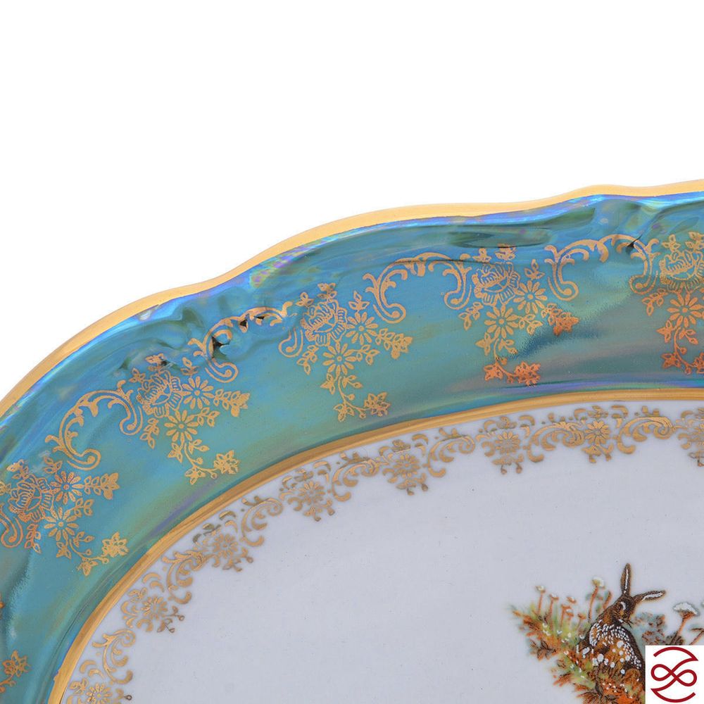 Блюдо овальное Repast Охота зеленая Мария-тереза 38 см