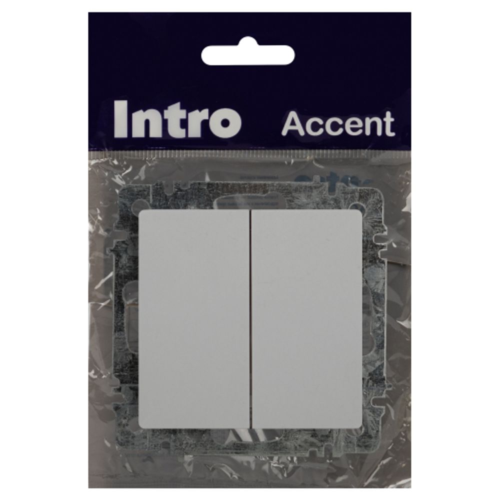 Переключатель Intro Accent 6-107-01 двойной, 10А-250В, IP20, СУ, AL/CU, белый