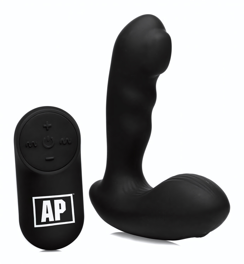Черный стимулятор простаты Alpha-Pro 7X P-Milker Silicone Prostate Stimulator with Milking Bead (Цвет: черный)