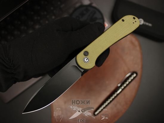 Складной нож Civivi Elementum Button C2103B c клинком из стали Sandvik™ 14C28N, рукоять микарта