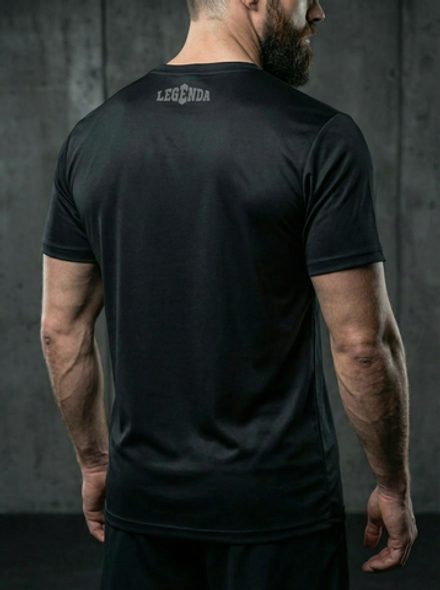 Футболка тренировочная мужская черная LEGENDA Русич красный