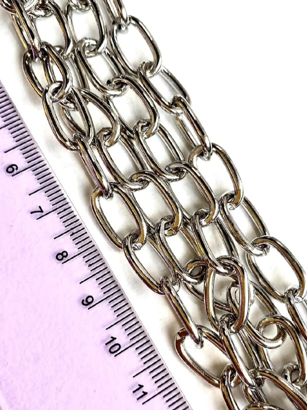 0492-р Цепь "Невада-мини", 14*9 мм, родий