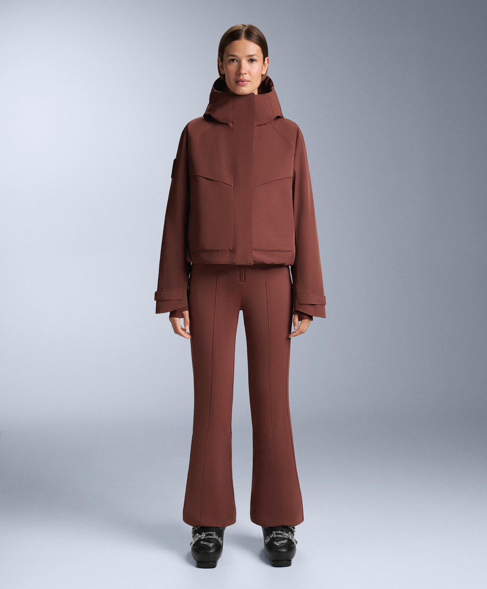 OYSHO Водонепроницаемые расклешенные эластичные брюки SKI с высокой посадкой, терракотовый