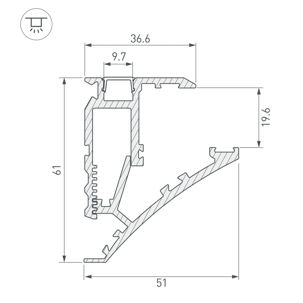 Профиль SHELF-600-2000 ANOD (Arlight, Алюминий) 060498