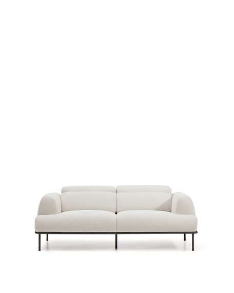 2-местный диван Aurum из шенилла цвета экрю и серого металла 210 см