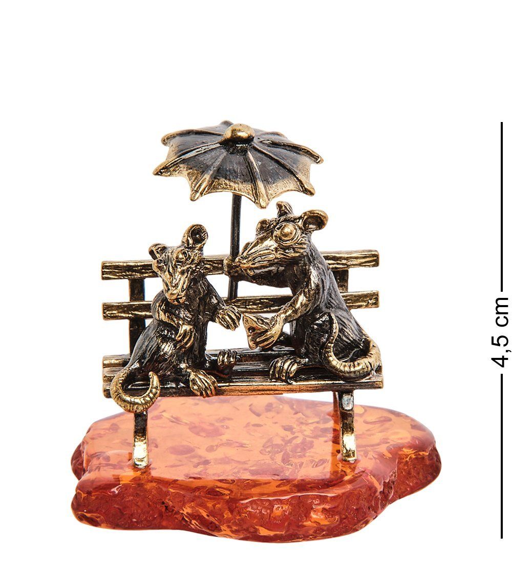 Народные промыслы AM-3116 Фигурка «Пара мышей под зонтом» (латунь, янтарь)