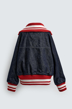 ZARA X DISNEY ДЖИНСОВАЯ КУРТКА-БОМБЕР С РЕЗИНКОЙ, ИНДИГО