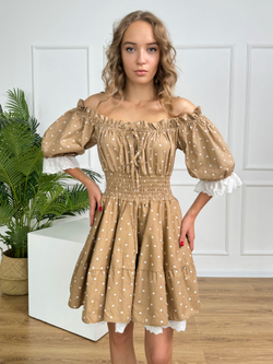 Сарафан платье летнее для девочки "Сердца на бежевом"