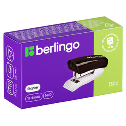 Мини-степлер №10 "Blitz" до 10л., пластиковый корпус, черный, Berlingo