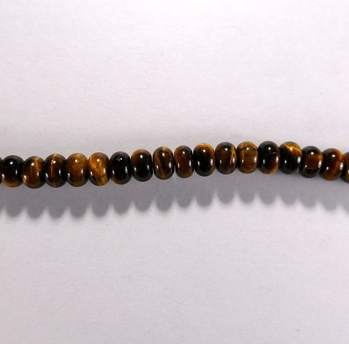 Бусина из тигрового глаза, фигурная, 4x6 мм (рондель, гладкая)