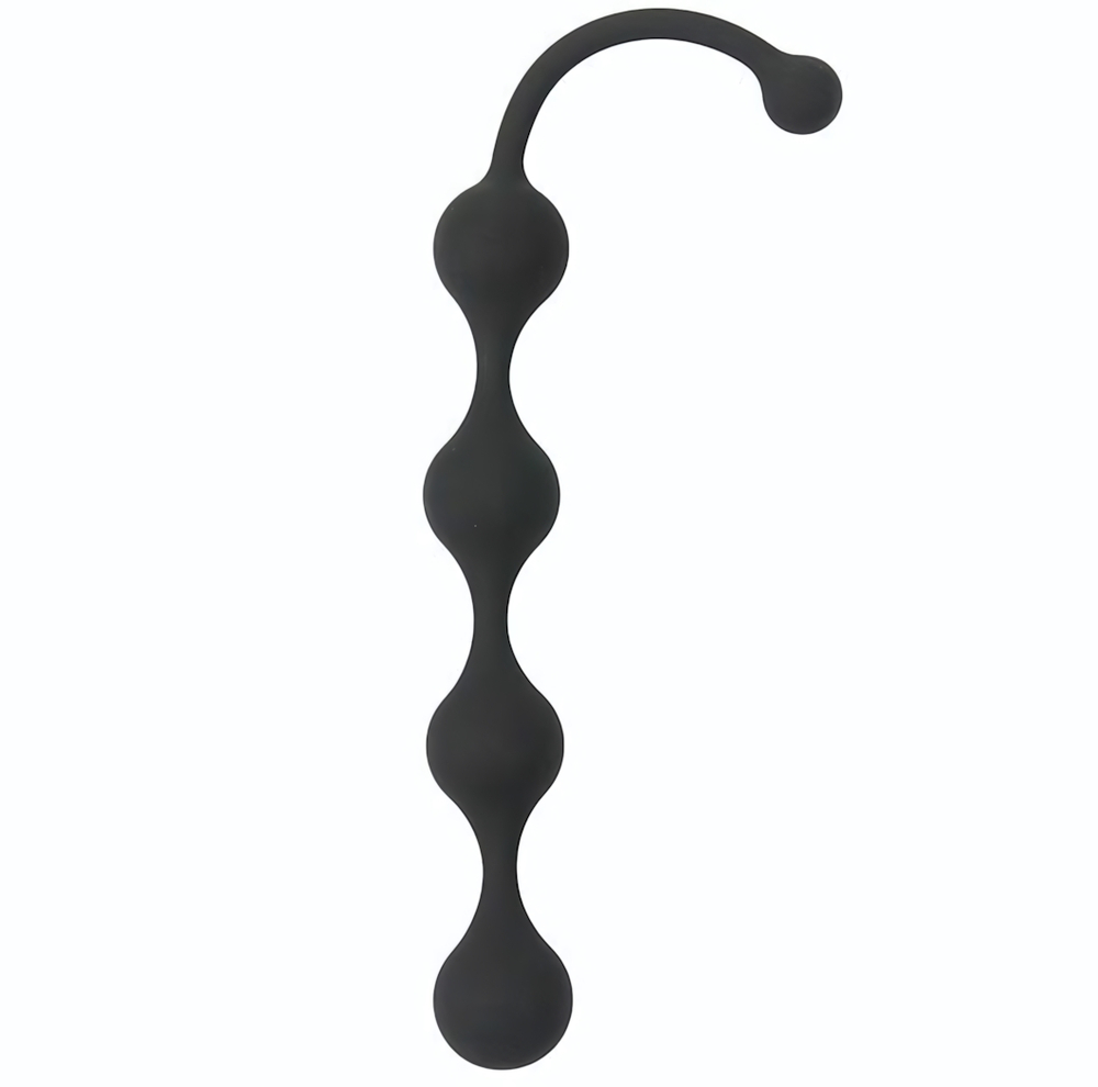 Чёрная анальная цепочка Four Beads Anal Black - 24 см. (Цвет: черный)
