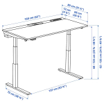 Письменный стол с регулировкой по высоте - IKEA MITTZON/МИТТЗОН ИКЕА, 160х80х62-126 см, белый