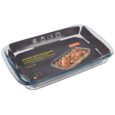 Форма для запекания Felicità, объем 3 л, из боросиликатного стекла, прямоуг формы, с ручками