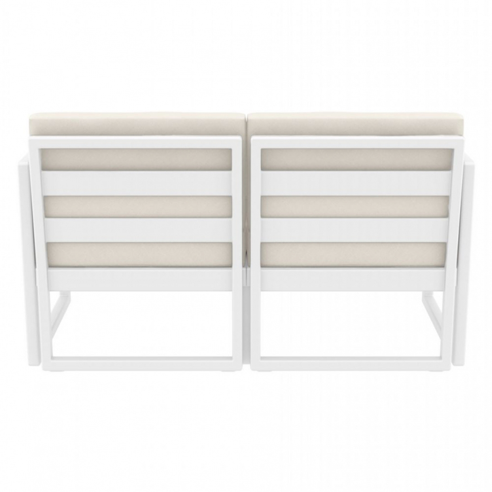 Диван пластиковый двухместный с подушками Siesta Contract Mykonos, белый, бежевый