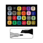 Маркер для скетчинга, двусторонние, Basir, четырехгранные, спиртовые, 24 шт