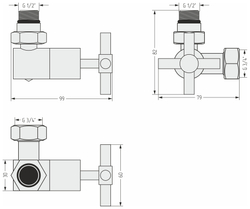 Вентиль Сунержа 3D левый крест (G 1/2" НР х G 3/4" НГ)