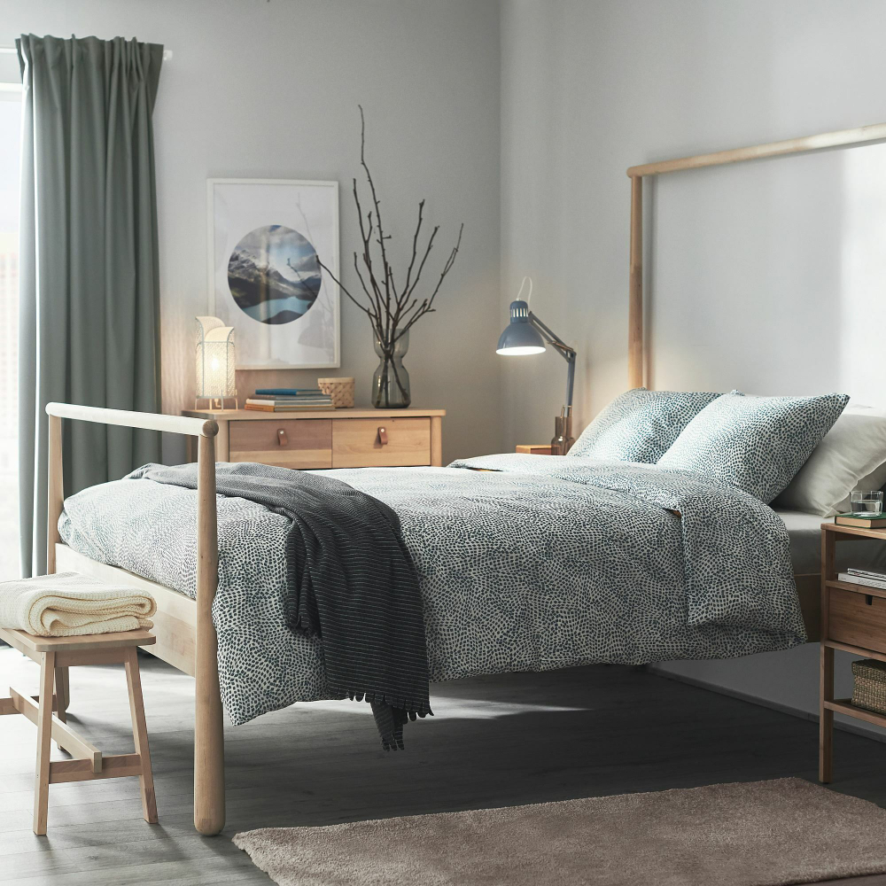 Комплект постельного белья IKEA TRADKRASSULA (ТРЭДКРАССУЛА), Односпальный, Сине-белый, 150x200, 50x80 см