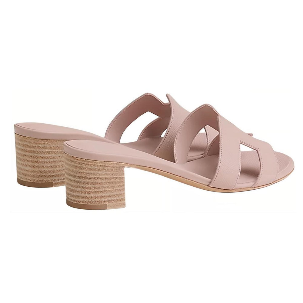 Hermes fashion one-word slippers women's gray pink, H151215Z 27