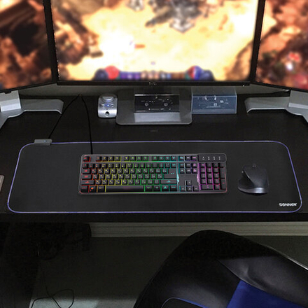 Коврик для мыши и клавиатуры игровой с подсветкой (RGB) SONNEN "CHAMELEON", 800x300х4 мм