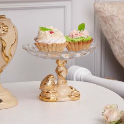 Фруктовница Зарничка Свитти Айвори со стеклянной чашей Лепестки