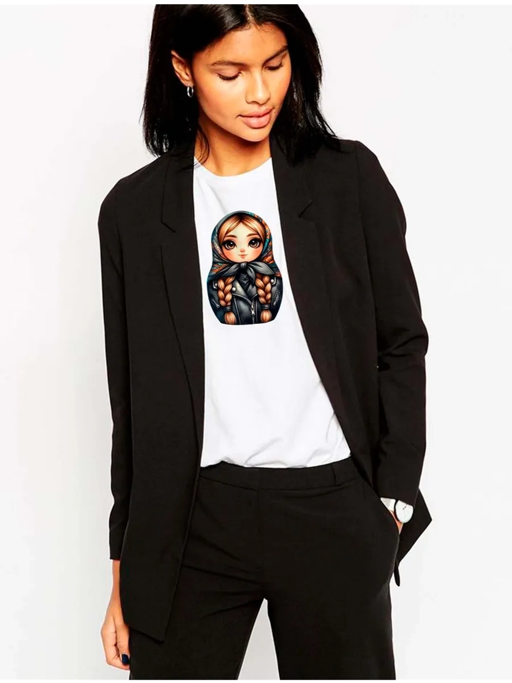 Футболка матрешка русые волосы