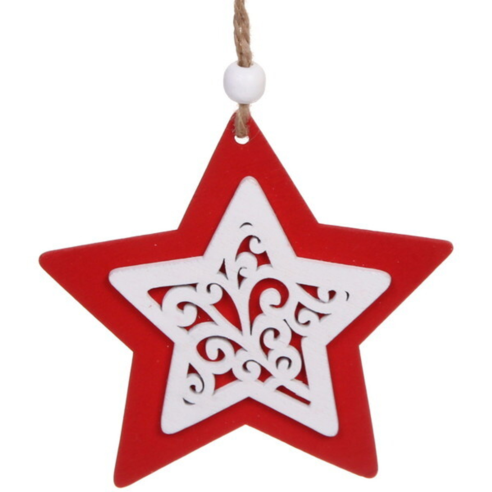 Подвеска «Звездочка» 10 см, Красный/белый