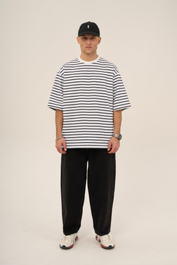 Футболка KUL'TURA OverSize "Basic" Полоска Черный