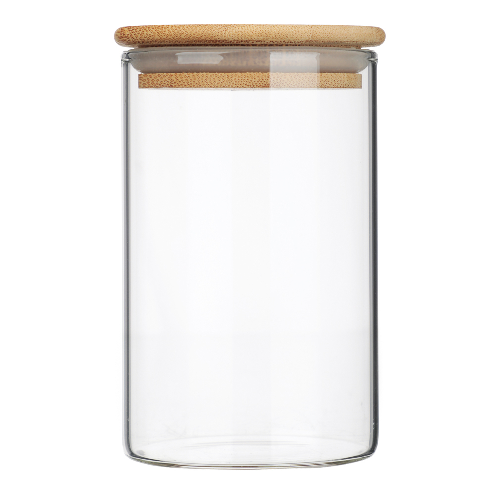 Банка для сыпучих продуктов, стекло, бамбук.крышка, 300мл
