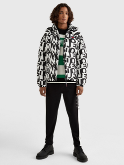 Пуховик Tommy Jeans The Alaska Logo Puffer Jacket Black / White AOP