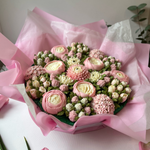 Букет цветочных капкейков гортензии с гиацинтамиив большом букете 19 шт