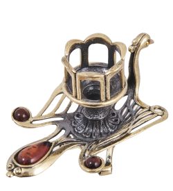 Народные промыслы AM-4025 Подсвечник «Жар-птица» (латунь, янтарь)