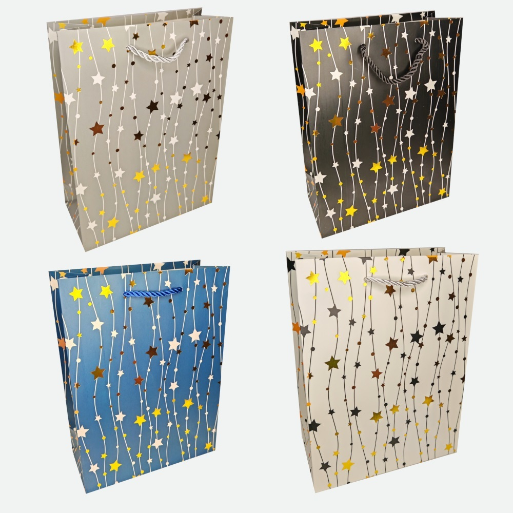 Пакет подар. бумажн. 31*40*12 см 210 гр/м2 Звездопад, 4 дизайна