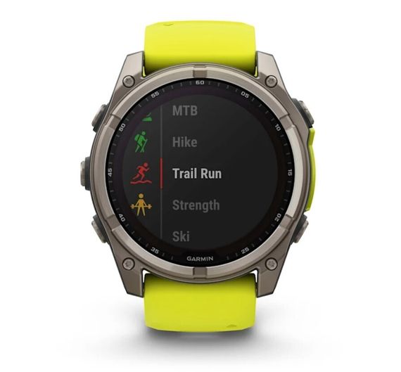 Умные часы Garmin Fenix 8, 51 мм, Solar, Sapphire Titanium with AMP yellow/graphite silicone band