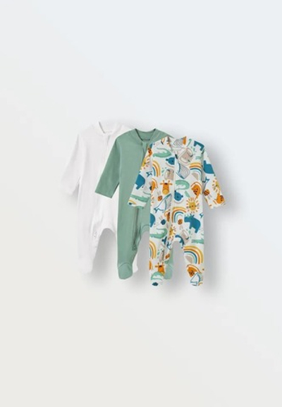 Комплект из 3 слипов (ментол/белый/в мире животных)