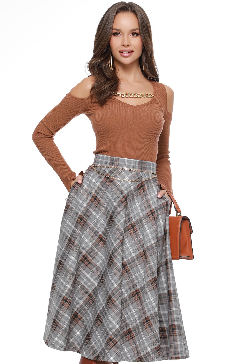 Юбка расклешенная в клетку DStrend (Акция)