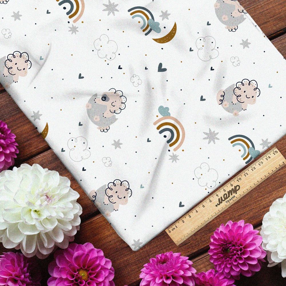 Ткань флис динозаврики в облаках