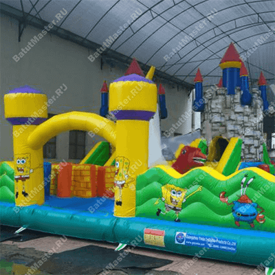 Большой надувной батут "Средневековье" 20*20*5 м