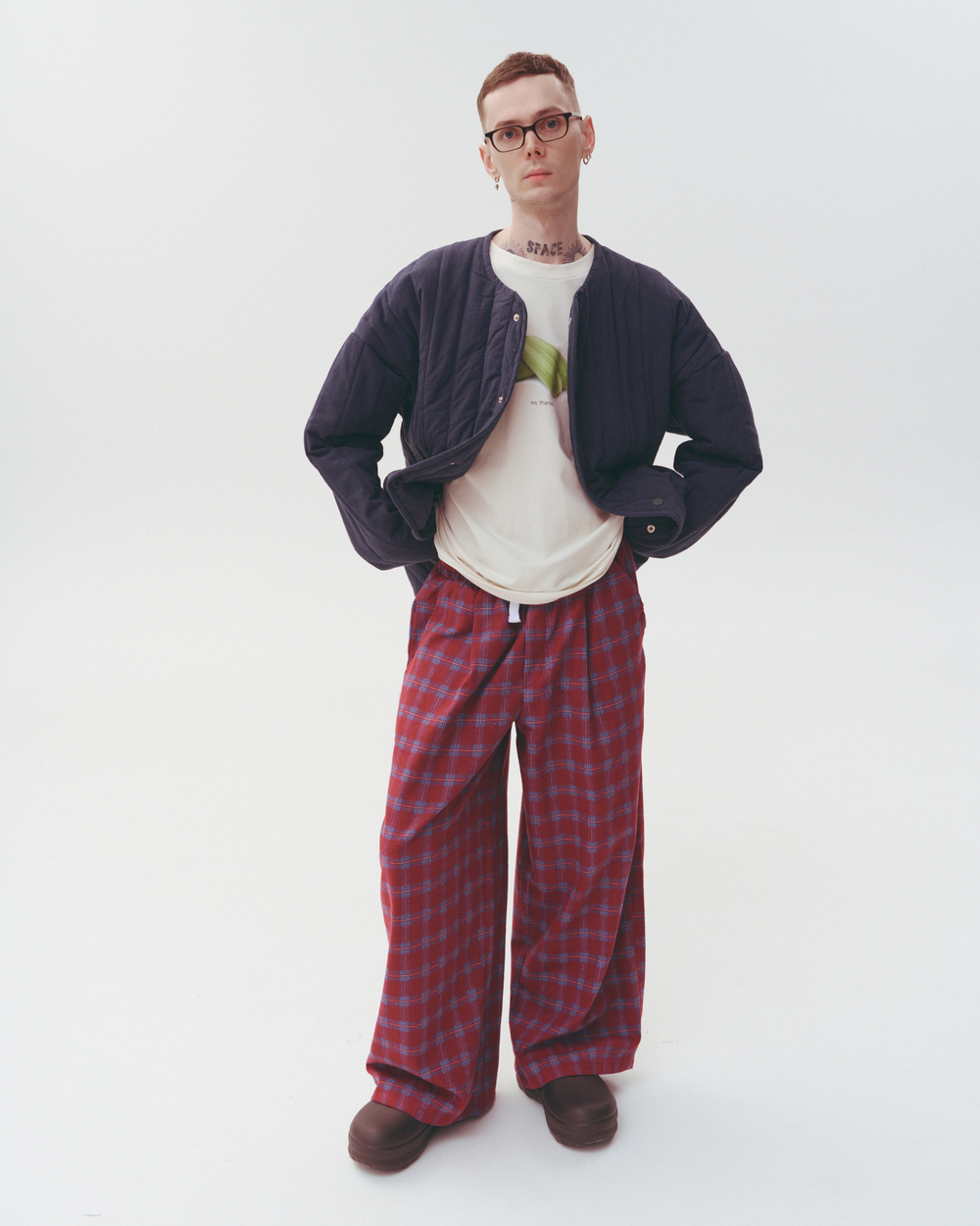 Plaid Baggy Pants Wine