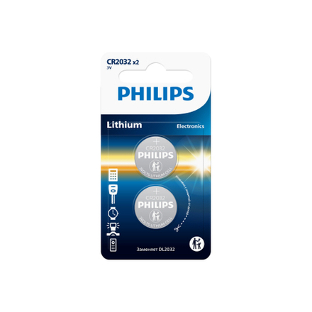 Батарейки Philips CR2032P2/51 литиевые 2шт. CR2032-2BL