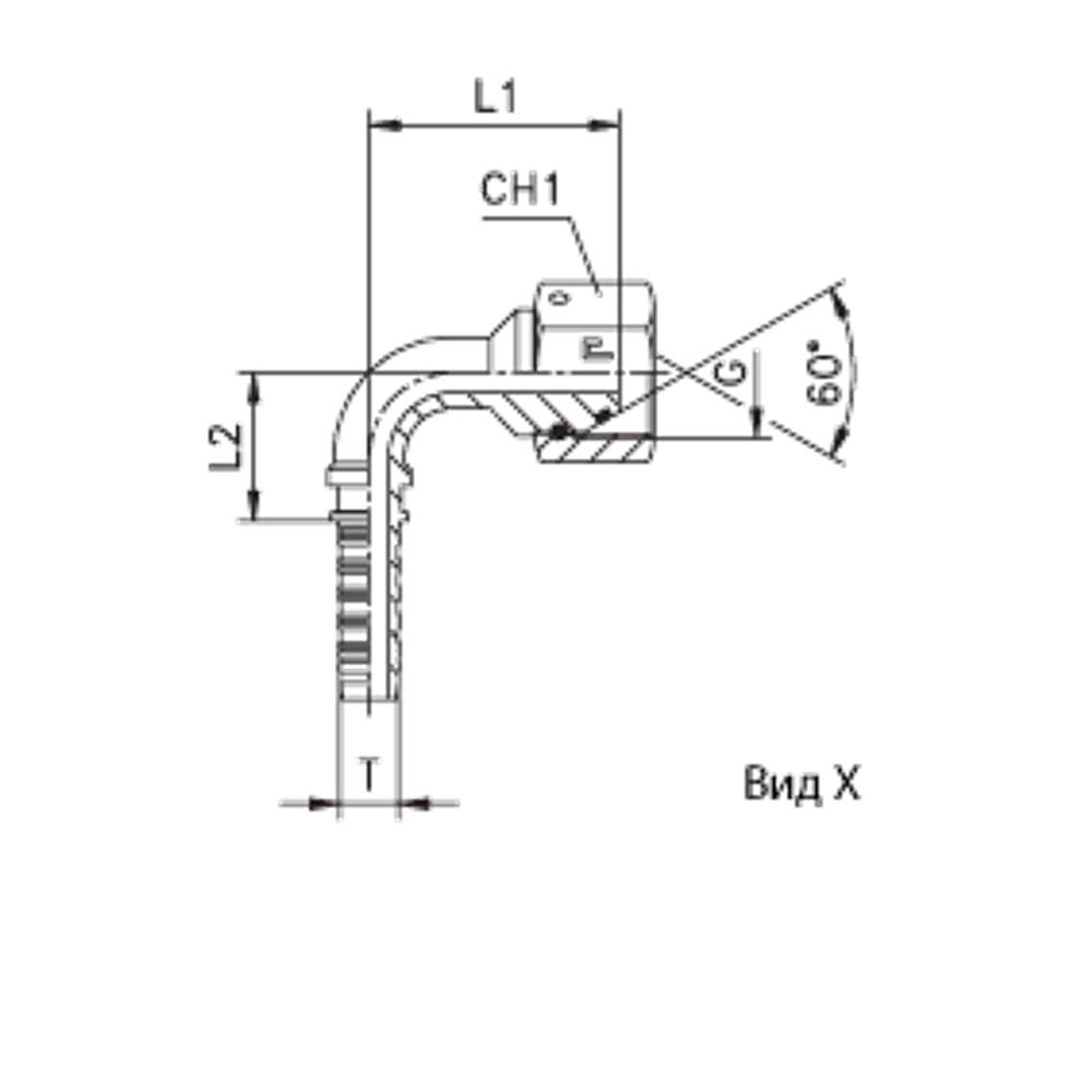 Фитинг DN 06 BSP (Г) 1/8 (90) (штифтованная гайка) (o-ring)