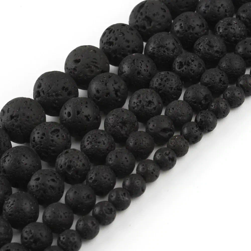 Лава бусины шарик 4/6/8/10/12/14 мм, цвет: Черный