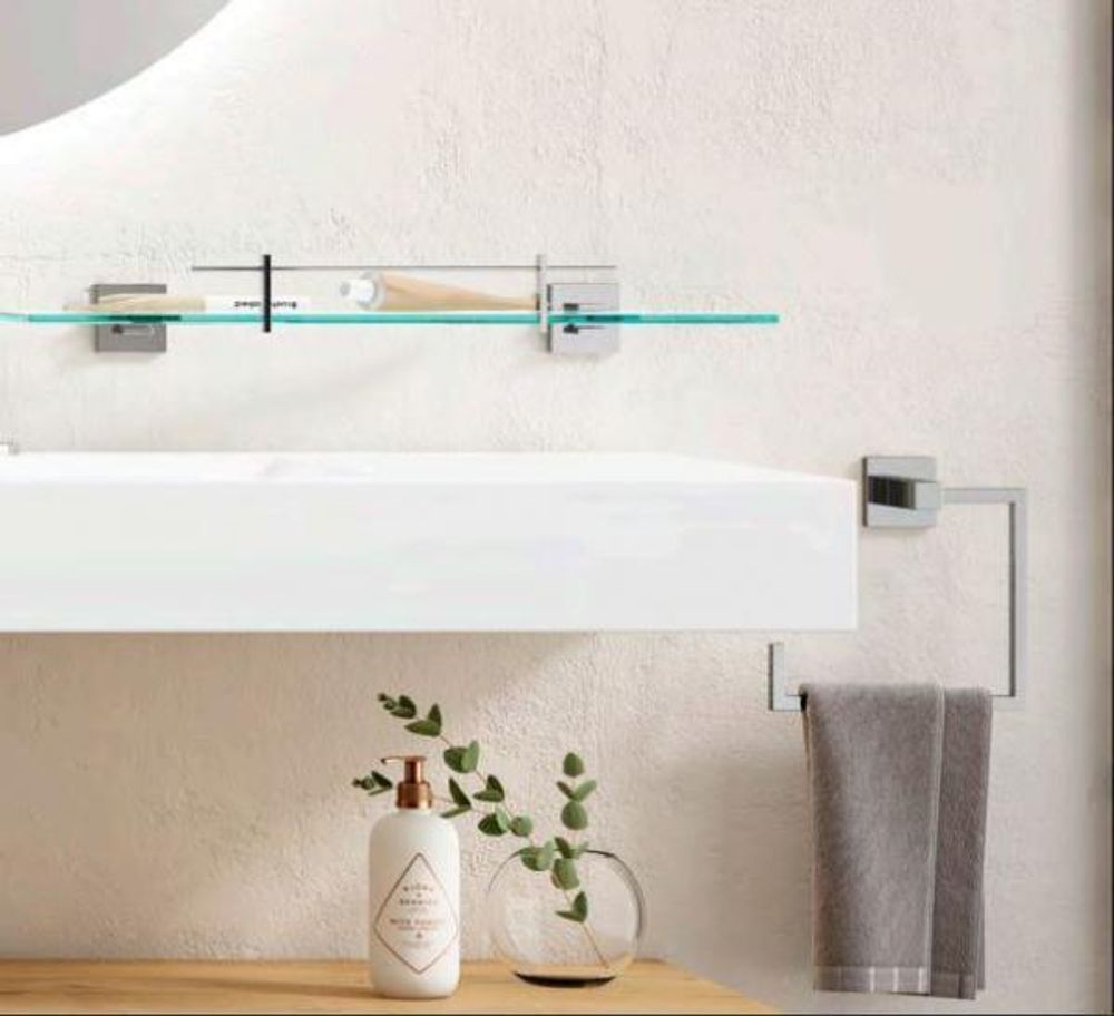 Полка для ванной 530 мм стекло/нерж. сталь BARCELONA 16910.В глянцевый