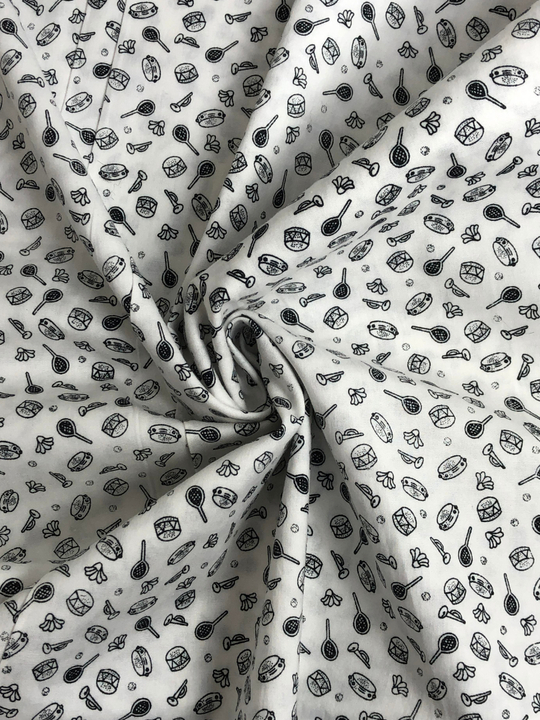 Поплин принт, муз инструменты на белом