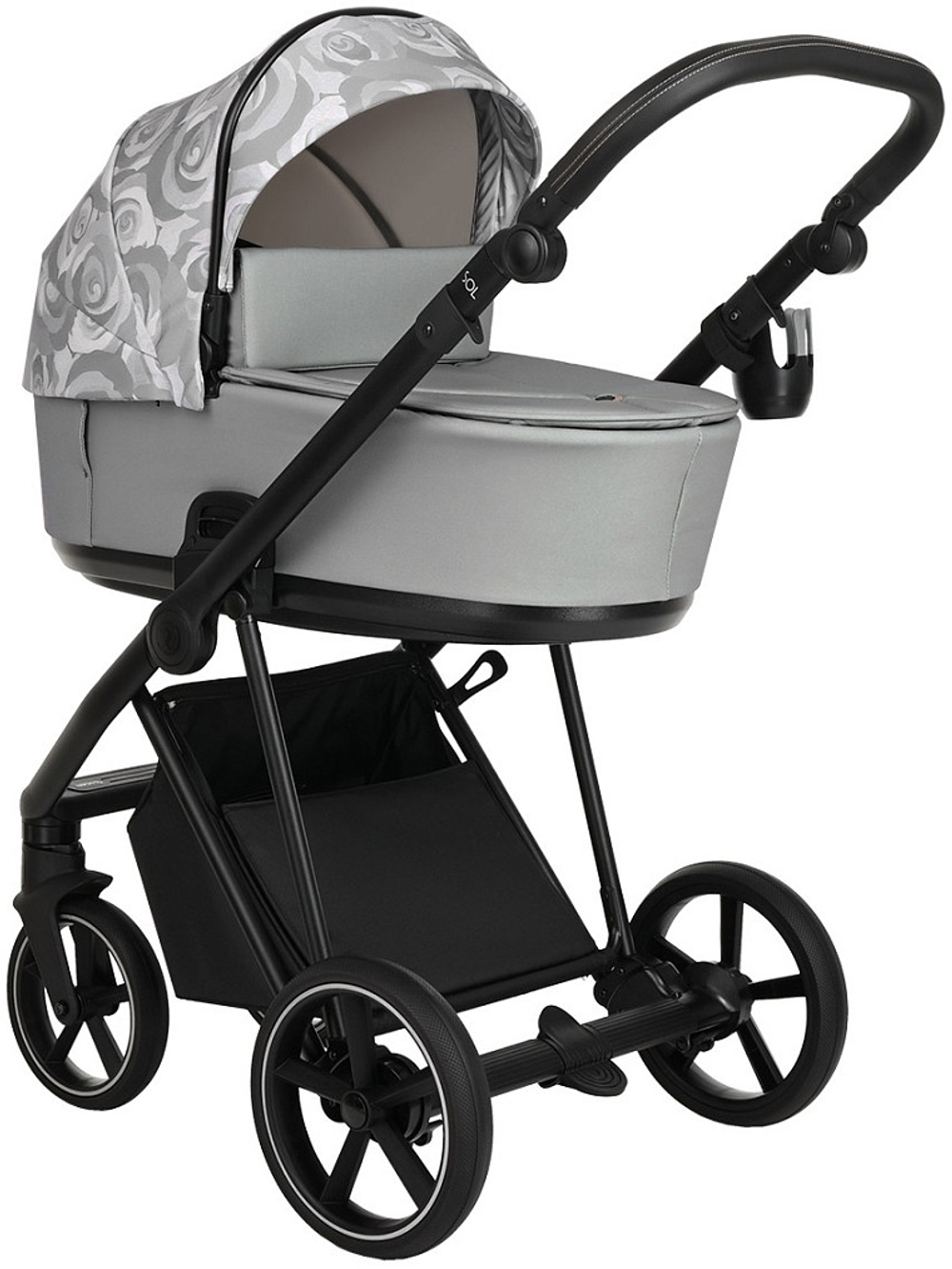 Детская коляска Roan Sol Flowers 3 в 1 с автокреслом Pituso Baesa Pro Black,Beige Canopy RSF/5002 Gray/Black
