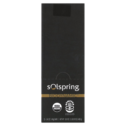 Dr. Mercola, Solspring®, Biodynamic®, темный шоколад, 70% какао, 12 плиток по 40 г (1,41 унции)