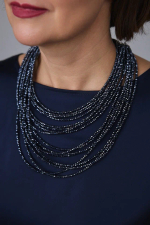 Колье каскад "Венеция"из венецианского стекла бисерной огранки, цвет чернильный
