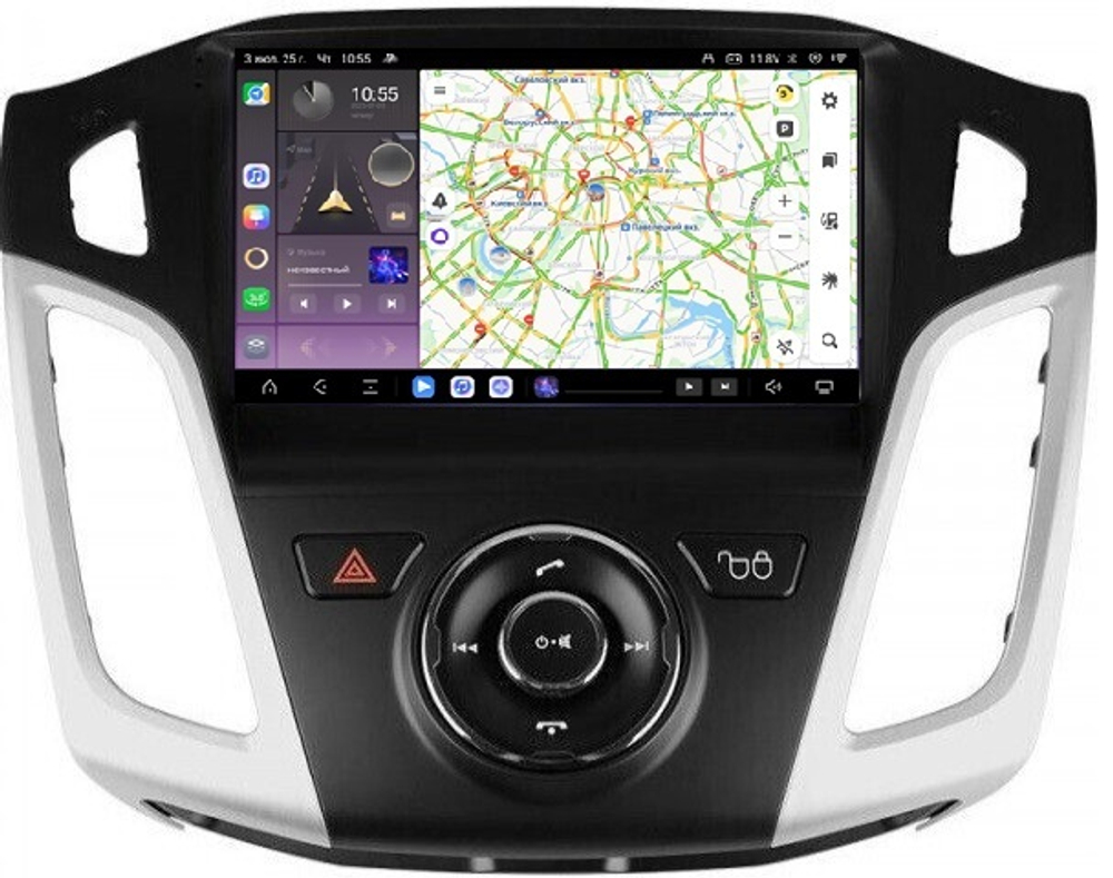 Магнитола для Ford Focus 3 2011-2019 (поддержка автопарковки) - Carmedia SF-9202A-FW QLed+2K, Android 13, TS20, CarPlay, 4G SIM-слот